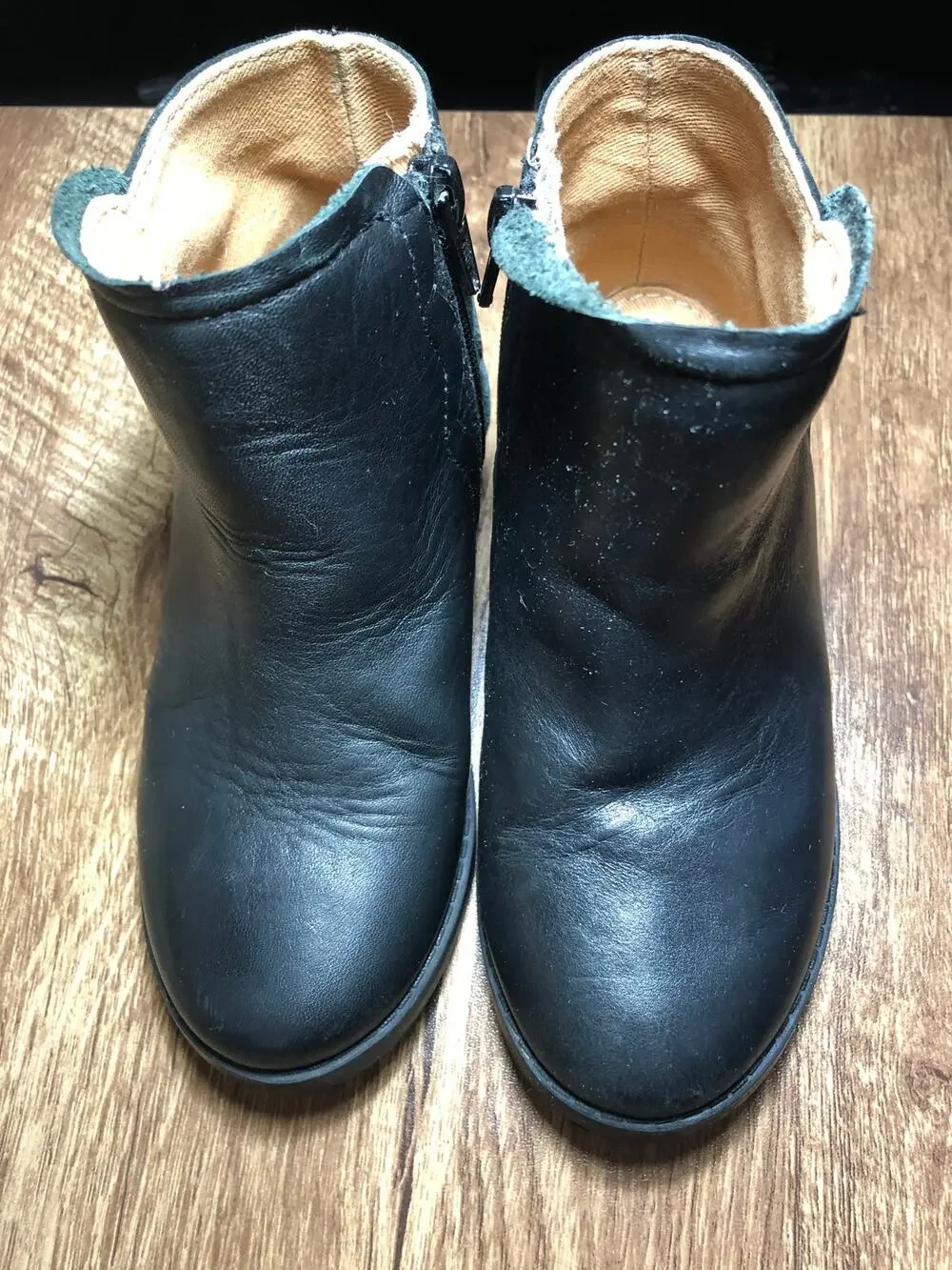Zara girls leather black boots size 26